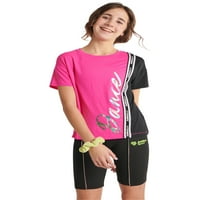 Правда Девојки j-Sport Болно блокирање со активна јазол предна маица, големини XS-XXL