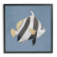 Шарена риба морски портрет портрет животни и инсекти графичка уметност црна врамена уметничка печатена wallидна