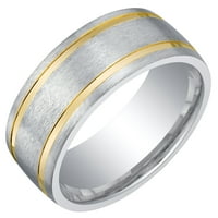 Машка удобност од два тона се вклопува во свадбениот бенд прстен во среброто на Стерлинг