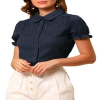 Единствени поволни цени за женски памучен памук на врвот на јака со цврста блуза