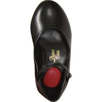 Црна кожа потпетица со потпетица со средна ширина удобност чевли за жени