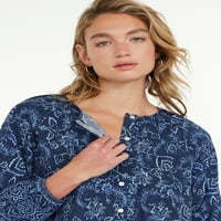 Предна блуза за време на женското време и време на време со долги ракави, големини XS-xxxl