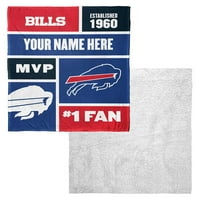 Buffalo Bills NFL Colorblock Персонализирана свила допир Шерпа 50 60 Фрли ќебе