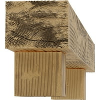 Ekena Millwork 6 H 6 D 72 W Sandblasted Fau Wood Camplace Mantel Kit W alamo Corbels, природен бор, природен