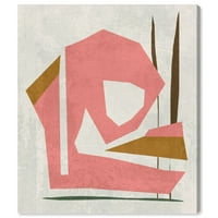 Студиото Wynwood Апстрактна wallидна уметност платно печати '18334' 'Геометриски - розово, бело
