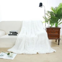 Уникатни поволни цени бушава фау крзно декоративно ќебе бело полно