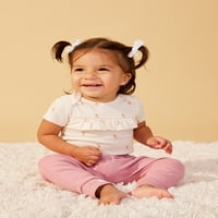 Мало starвезда органско девојче со кратки ракави со кратки ракави, со големина на новороденче - 24 милиони