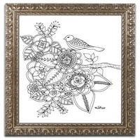 Трговска марка ликовна уметност Птица платно уметност од kcdoodleart злато украсена рамка