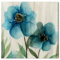 Студио Винвуд Студио Флорална и ботаничка wallидна уметност платно „Сини цвеќиња“ флорали - сина, бела боја
