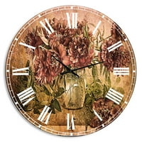 DesignArt 'Букет од традиционален wallиден часовник на розови пени
