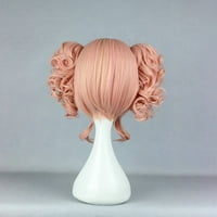 Уникатни поволни перики за човечка коса за жени кадрава перика со перика капа на рамото должина 14 розова