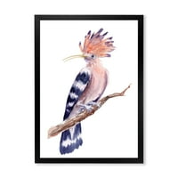 DesignArt 'Античка Hoopoe Bird на гранка' Традиционална врамена уметничка печатење