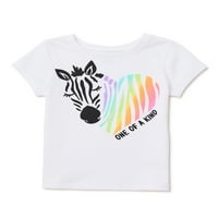 Мулти-обоена зебра за девојчиња Garanimals Toddler девојки една од една kindубезна маица со краток ракав
