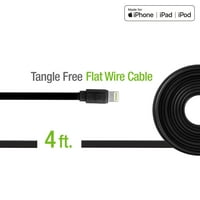 Cellet Anti-Tangle Flat Wire Cable Data Cable за серија на iPhone, + iPad AirPods ipod серија